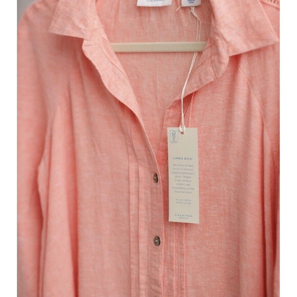 Calypso St Barth New‎ Coral Linen Blend Shirt Dress Size M - Picture 3 of 7